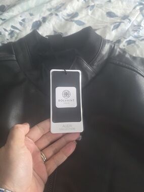 Reigning Champ Black Leather-Look Bomber Jacket